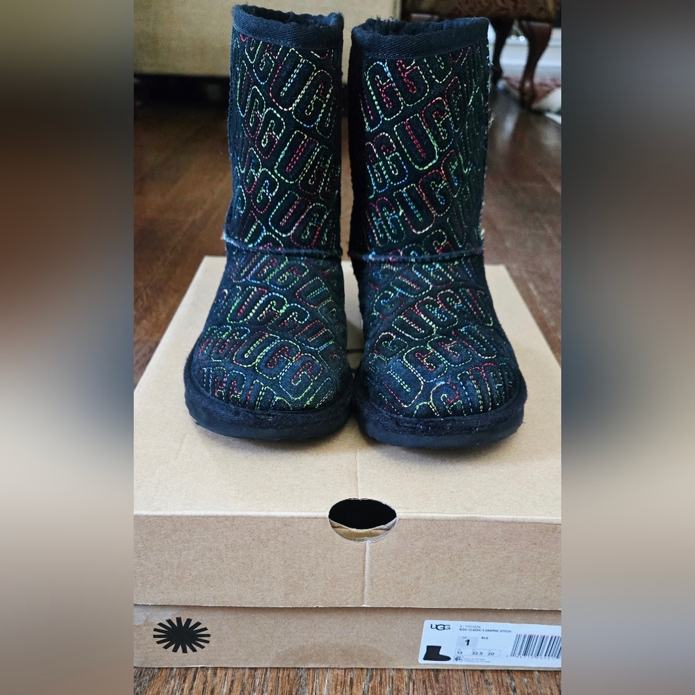 UGG Black Multicolor Logo Boots